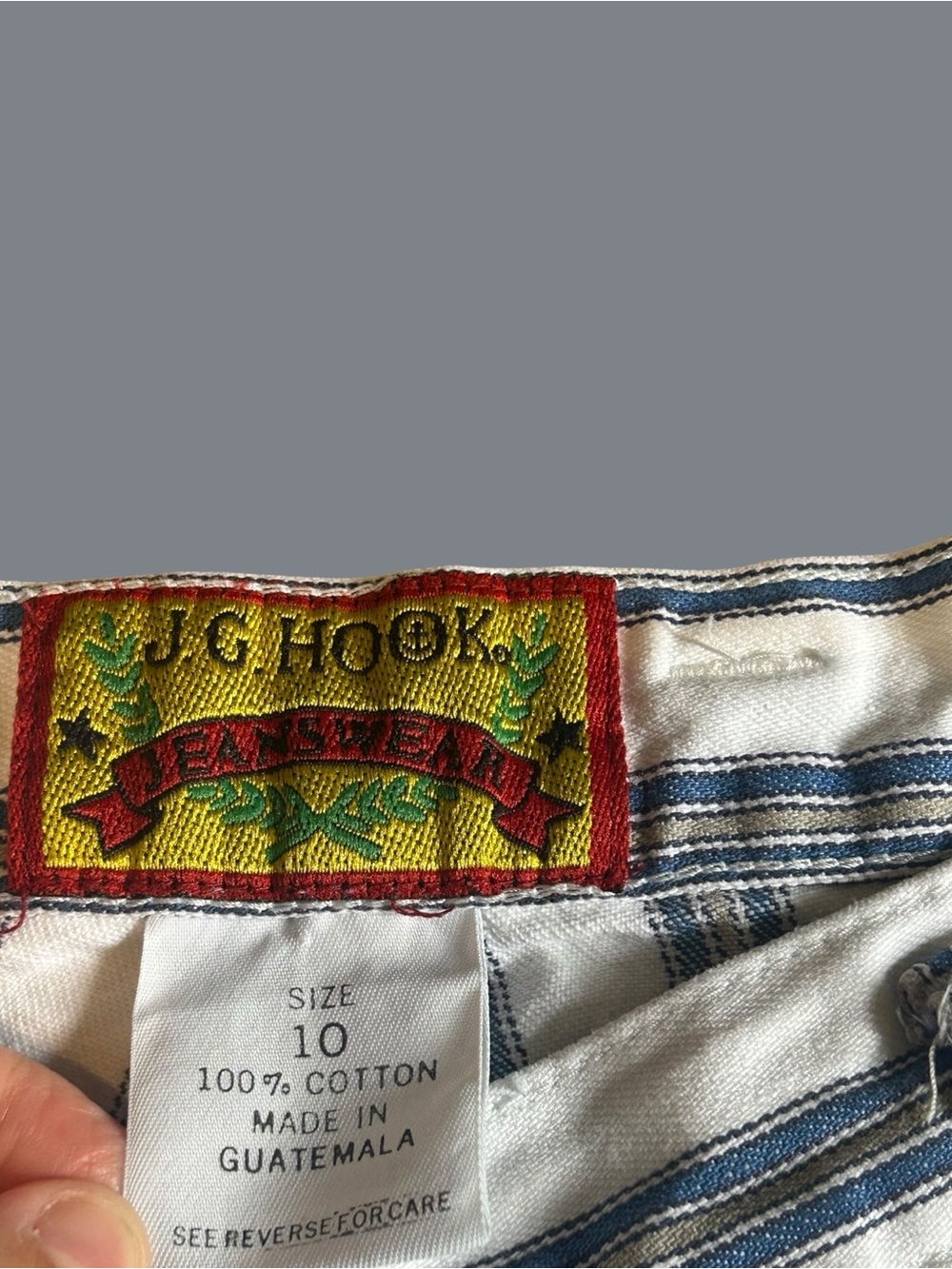 Vintage JG Hook Blue White Striped Cotton High Rise Shorts Size 10 - Picture 4 of 8